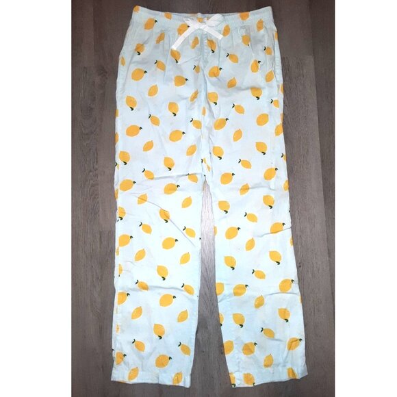 Old Navy Light Blue and Yellow Lemons Pajama Sleep Pants Size Small Citrus Fruit - Picture 1 of 5
